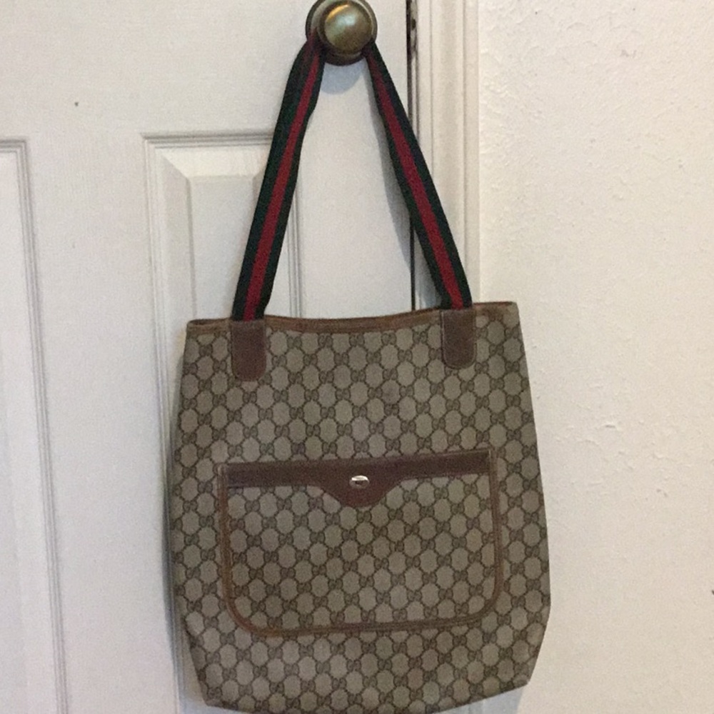 Authentic Vintage Gucci Anniversary Collection Sherry line GG Supreme Large Tote